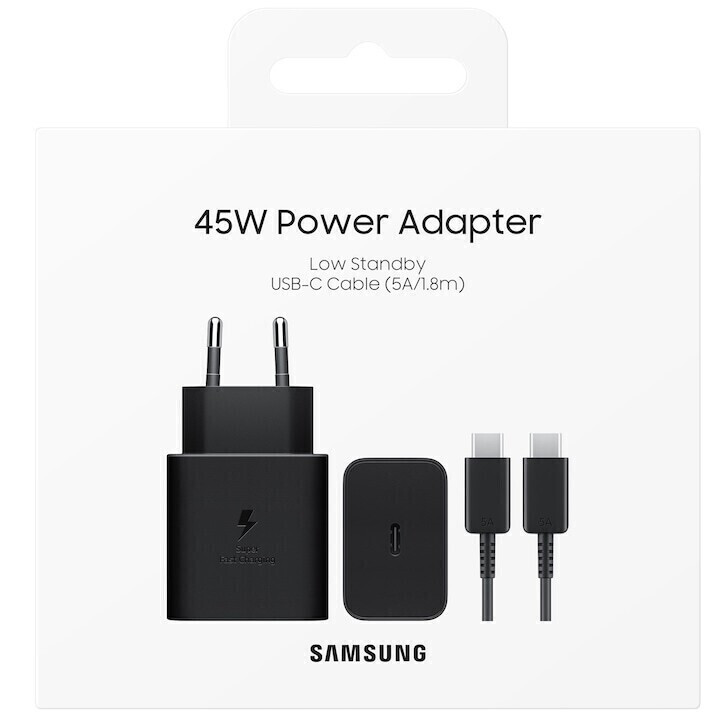 Samsung Charger 45W USB-C with cable USB-C - USB-C 45W Black (EP-TA845 )