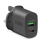 SBS UK Wall Charger type C 25W + USB AFC 18W
