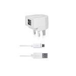 SBS Charger Kit with UK travel charger 2xUSB 2.100 mA + USB data cable with Lightning connector 1,2 m
